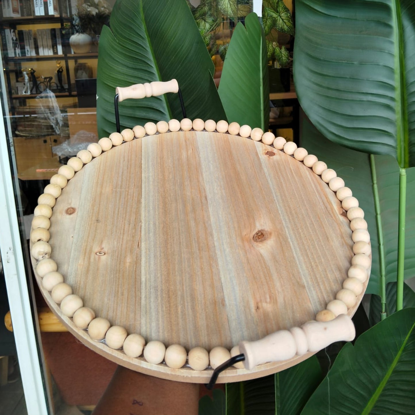 Tabletop decorative wooden bead tray