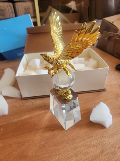 Gold Metal Eagle Crystal Base Trophy