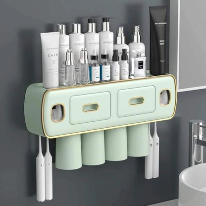 Wall Mounted Bathroom Organizer with Toothpaste and Toothbrush Holder