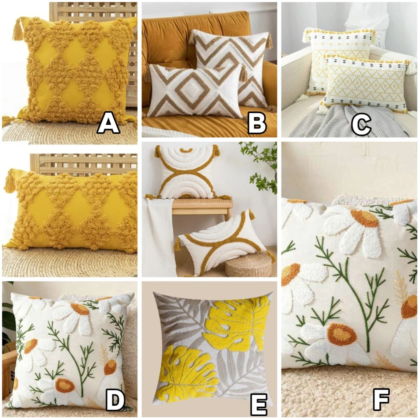 Bohemian Tufted Geometric Throw Pillow Covers