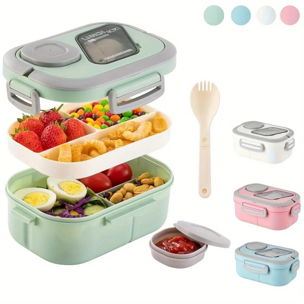 Double Layer Lunch Box with Cutlery Set