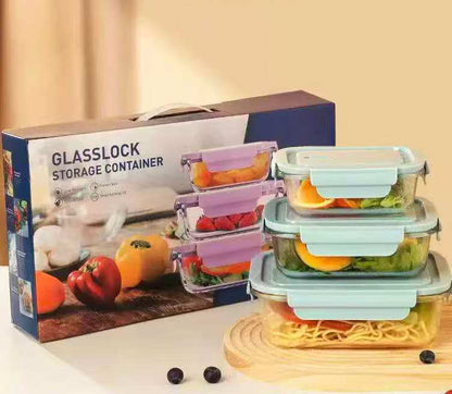 3Pc  glass airtight food containers set