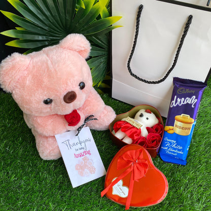 Valentine Teddy Bear and Chocolate Gift Set