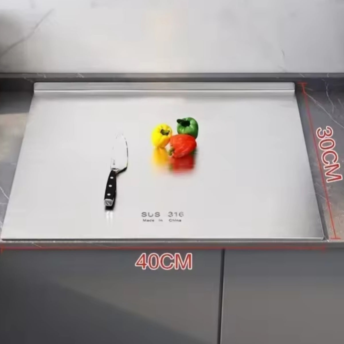 Heavy Duty Stainless Steel Chopping Board (40 x 30 cm)