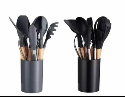 12Pc silicone spoon utensil set