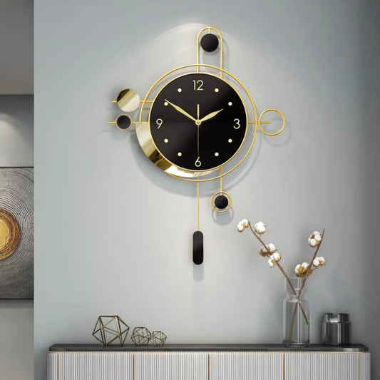Decorative wall clock with gold accents