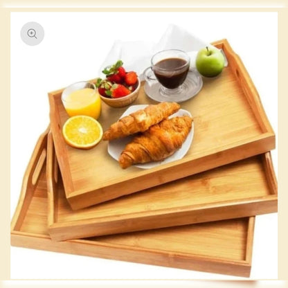 3Pc Multifunctional  Bamboo Trays