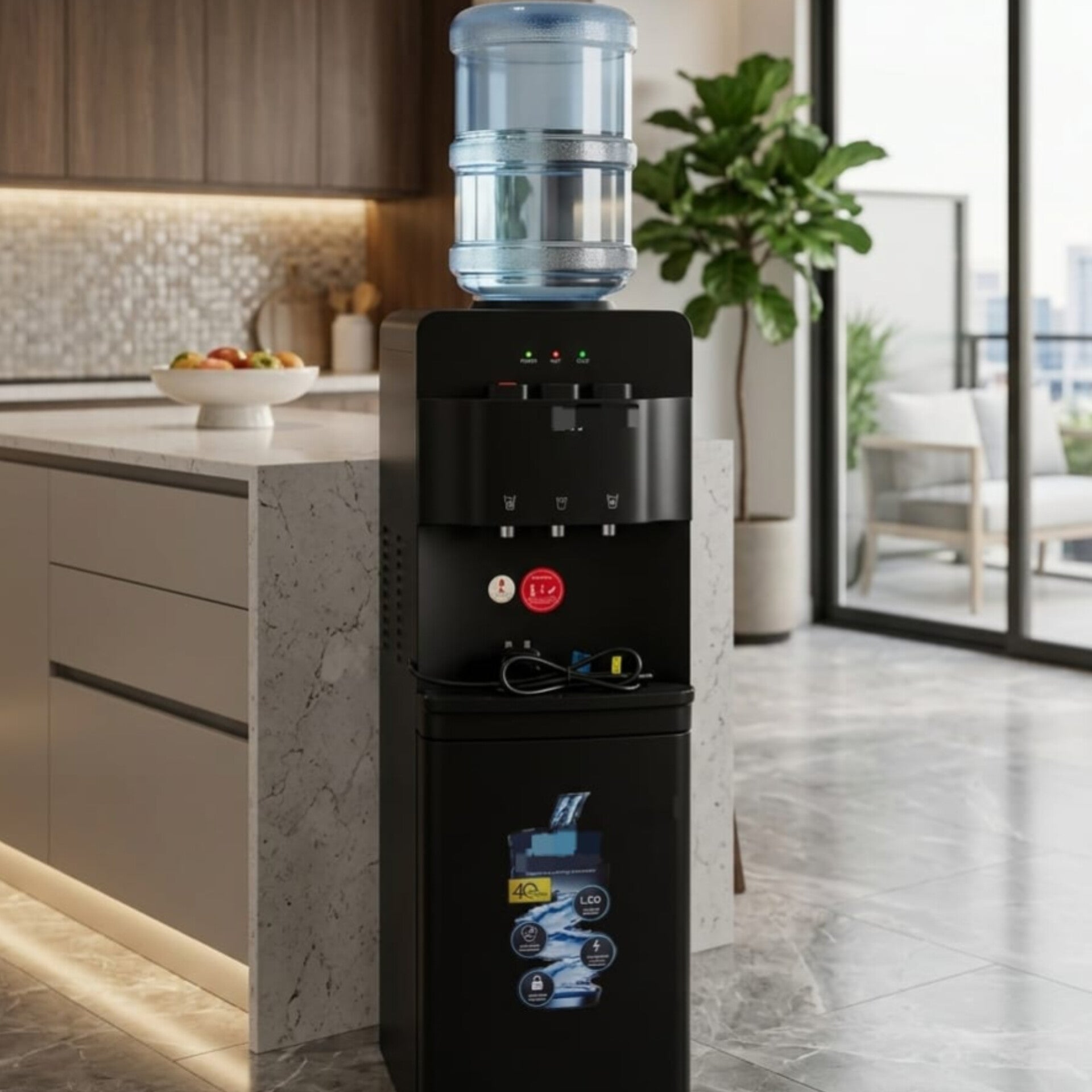 Water Dispenser 3 Taps Hot Cold Normal Electric Cooling Black