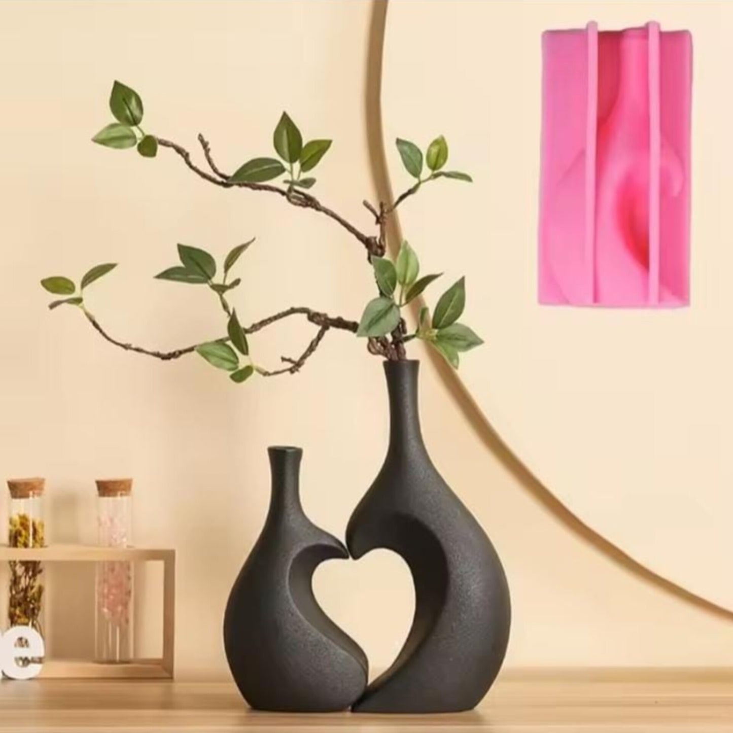 2 In 1 Heart Shaped Deco Flower Vase Set