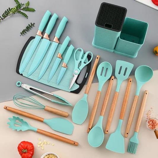 19pc Silicone Spoons and Knife Kitchenware Set