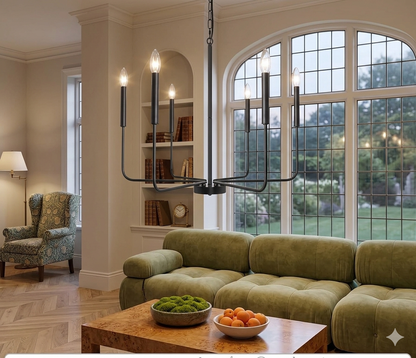 Six-Light Matte Black Candelabra Chandelier