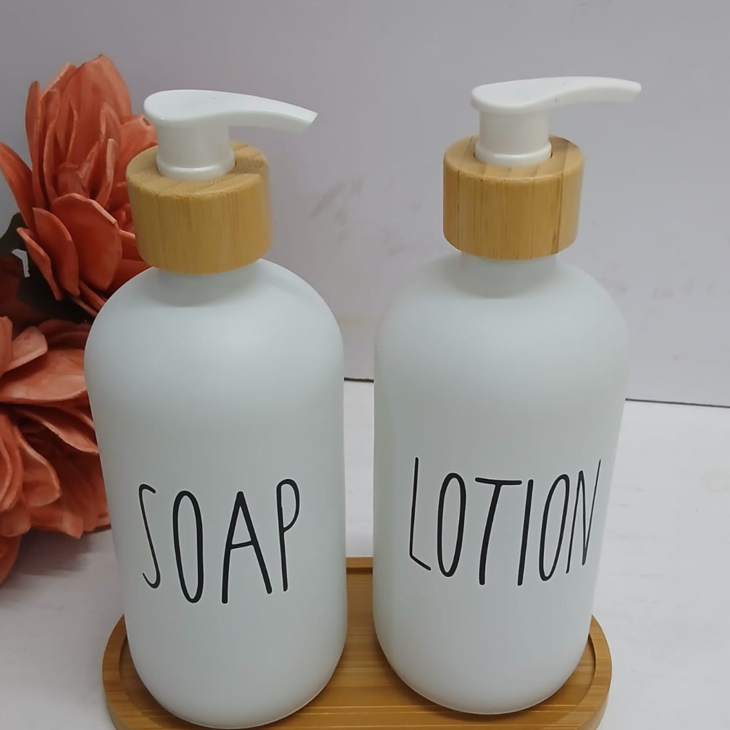 Soap and  Lotion dispenser set with stand