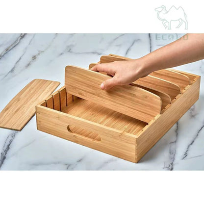 Bamboo Adjustable Drawer and Lid Organizer