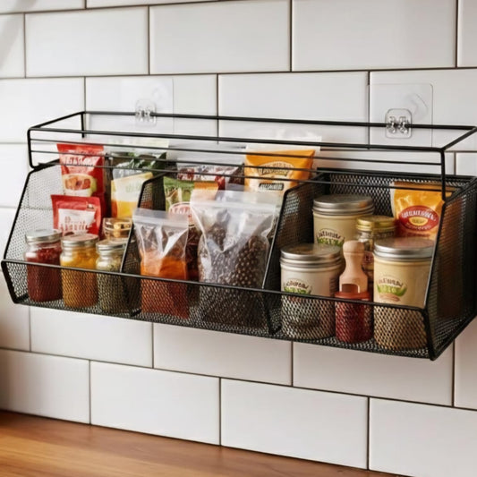 4-in-1 Black Metal Mesh Organizer