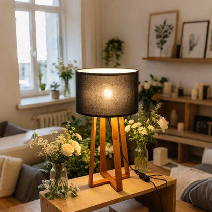Wooden Tripod Table Lamp