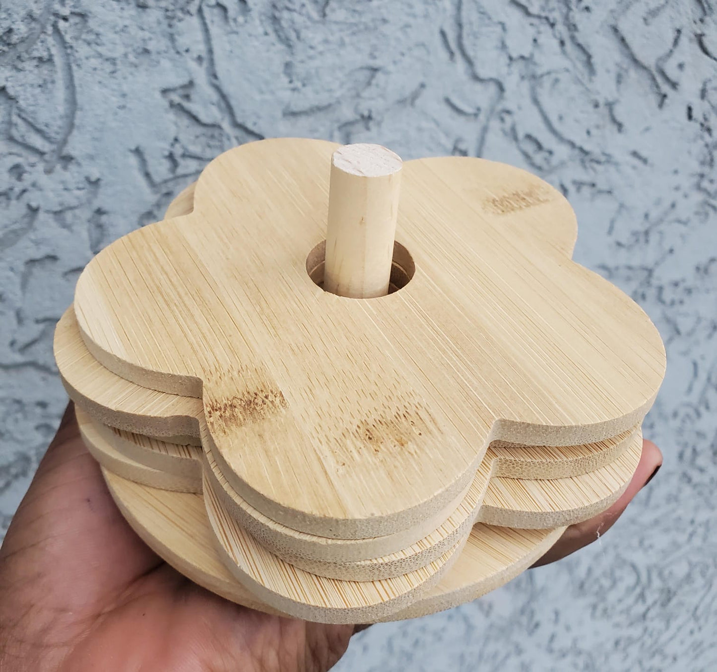 6 pcs set bamboo coasters
