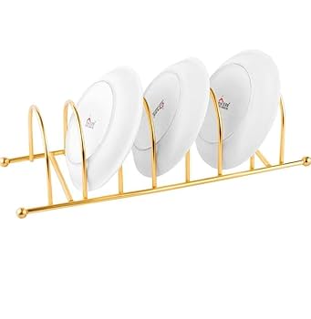 Golden metallic plate rack