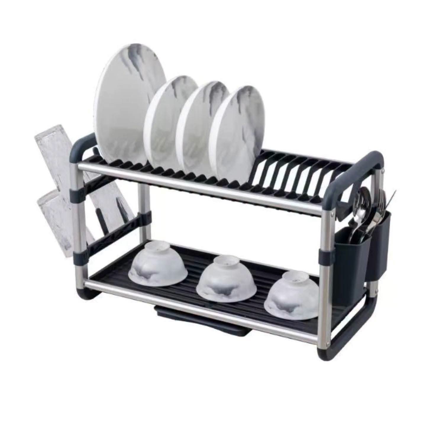 2 Tier Aluminium Plastic Dish Rack