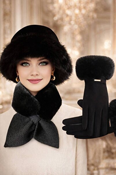 3 Piece Winter Black Accessories Set