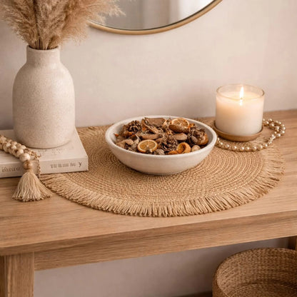 6pcs Round Braided Jute Table Placemat Set