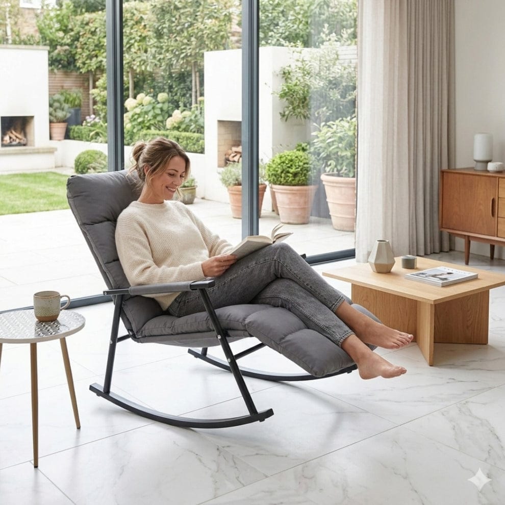 Adjustable Back Rocking Chair Grey
