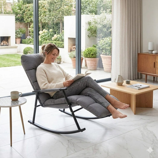 Adjustable Back Rocking Chair Grey