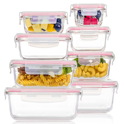 8 Pc Airtight Glass Food Containers