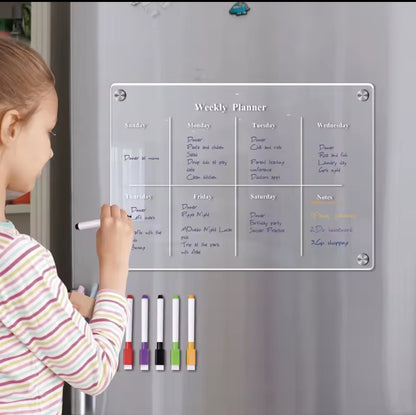 Magnetic Acrylic Dry Erase Calendar for Refrigerator
Clear Weekly Meal & Activity Planner for Fridge
Modern Family Organization Board with Dry Erase Markers