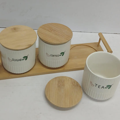 3Pc Tea Sugar Coffee Canister Set