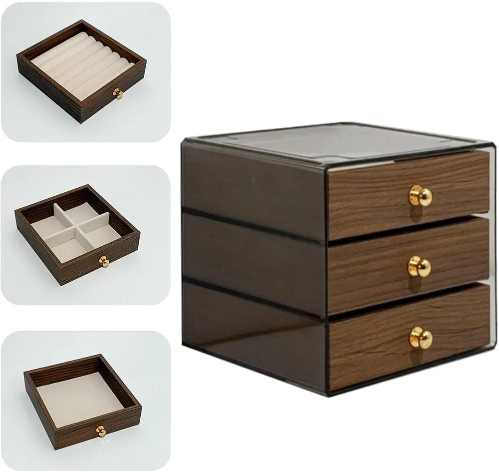 3 Tier Wooden Jewellery Storage Box