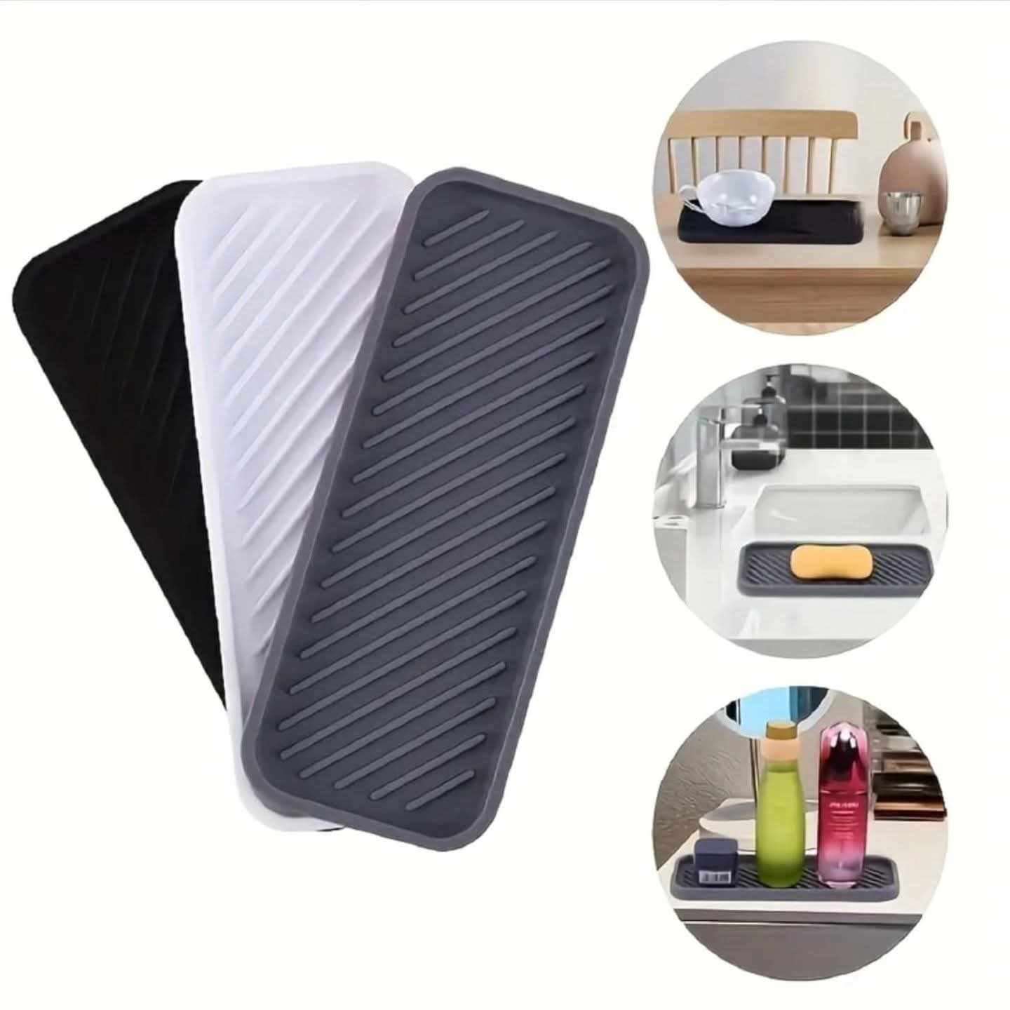 Silicone sink protector bathroom tray