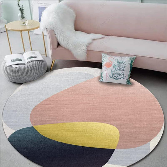 Round Geometric Soft Fleece Anti Slip Carpet Gha