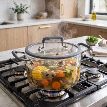4Pcs Transparent Borosilicate Glass Cookware Pot Set