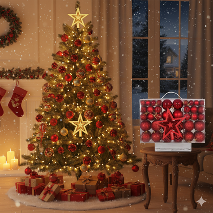 101 Christmas balls with tree topper