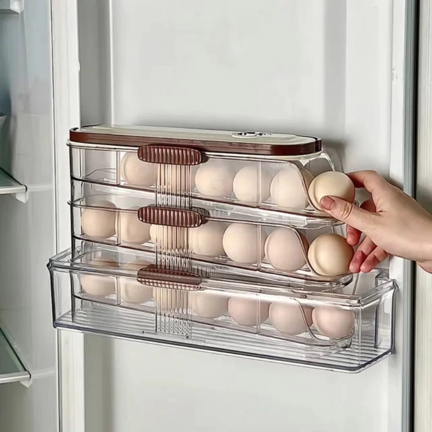 Acrylic stackable automatic sliding egg tray