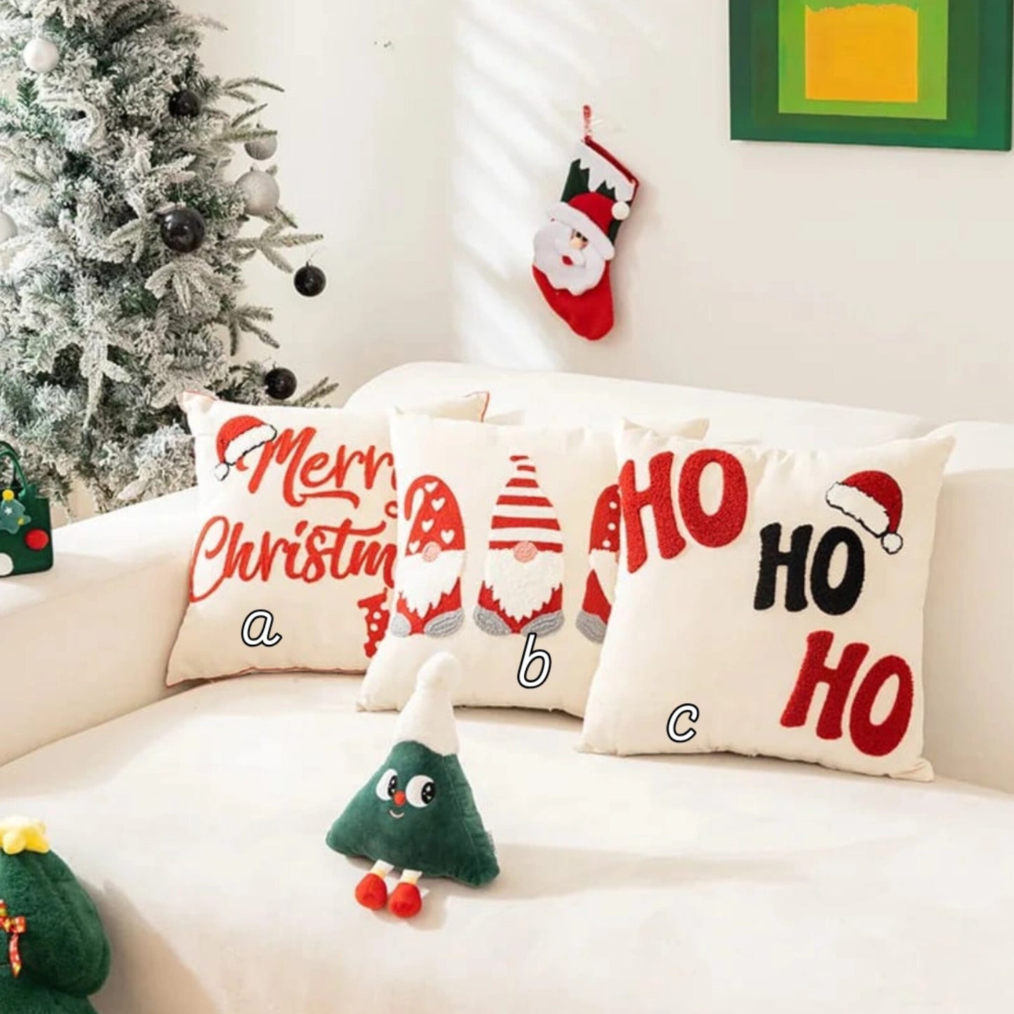Christmas embroidered cushion cover