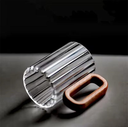 6Pcs Heat Resistant Ribbed Glass Mug Set