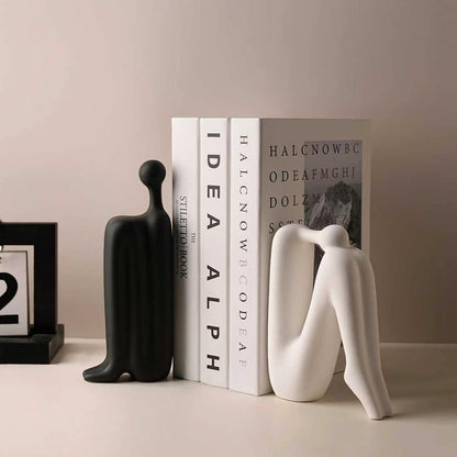 Abstract Figure Ceramic Bookends Set