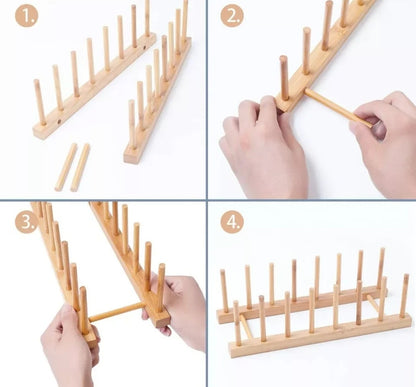 6 Slot Bamboo Plate Rack