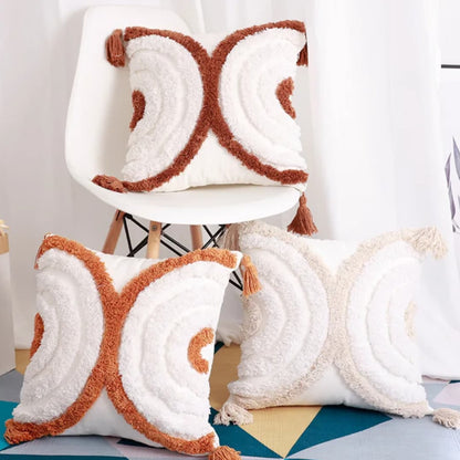 Boho throw pillow covers with tassels