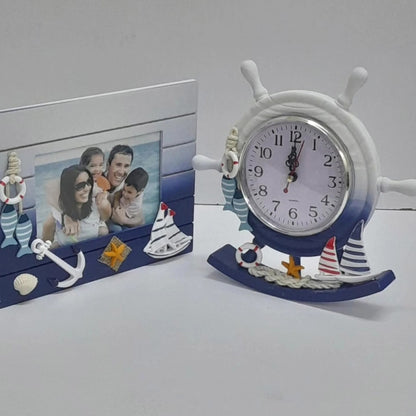 Wooden photo frame + swing clock ornament