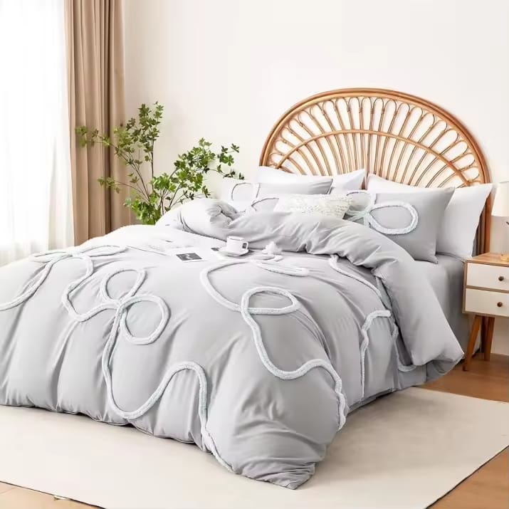 Bowknot Tufted Duvet Cover Set
