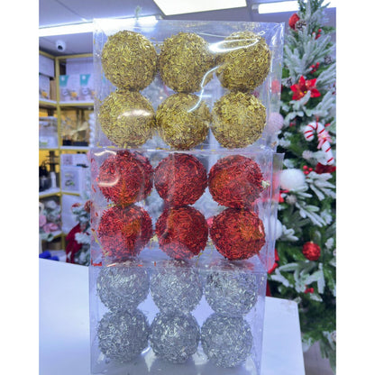 Large 6 Glitter Christmas Balls Ornaments