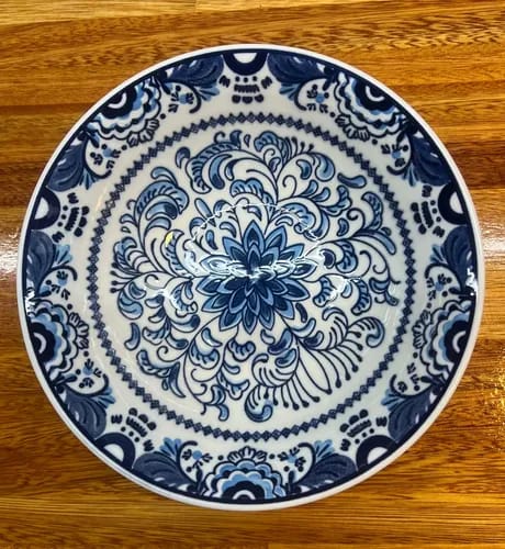 6Pcs White And Blue Ceramic Breakfast Plates
