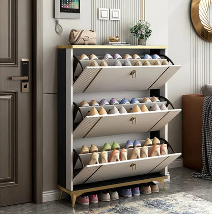 Double layer bucket flip shoe cabinet