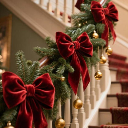 Large Green Christmas Velvet Bows
