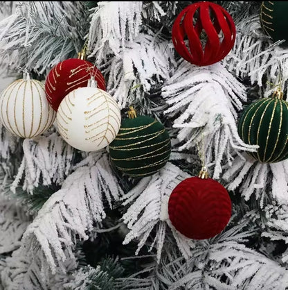 6Pc 8Cm Velvet Christmas Balls