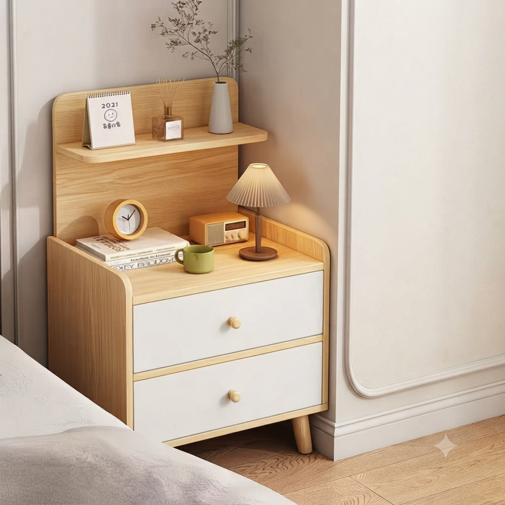 Wooden Bedside Table with Drawer
