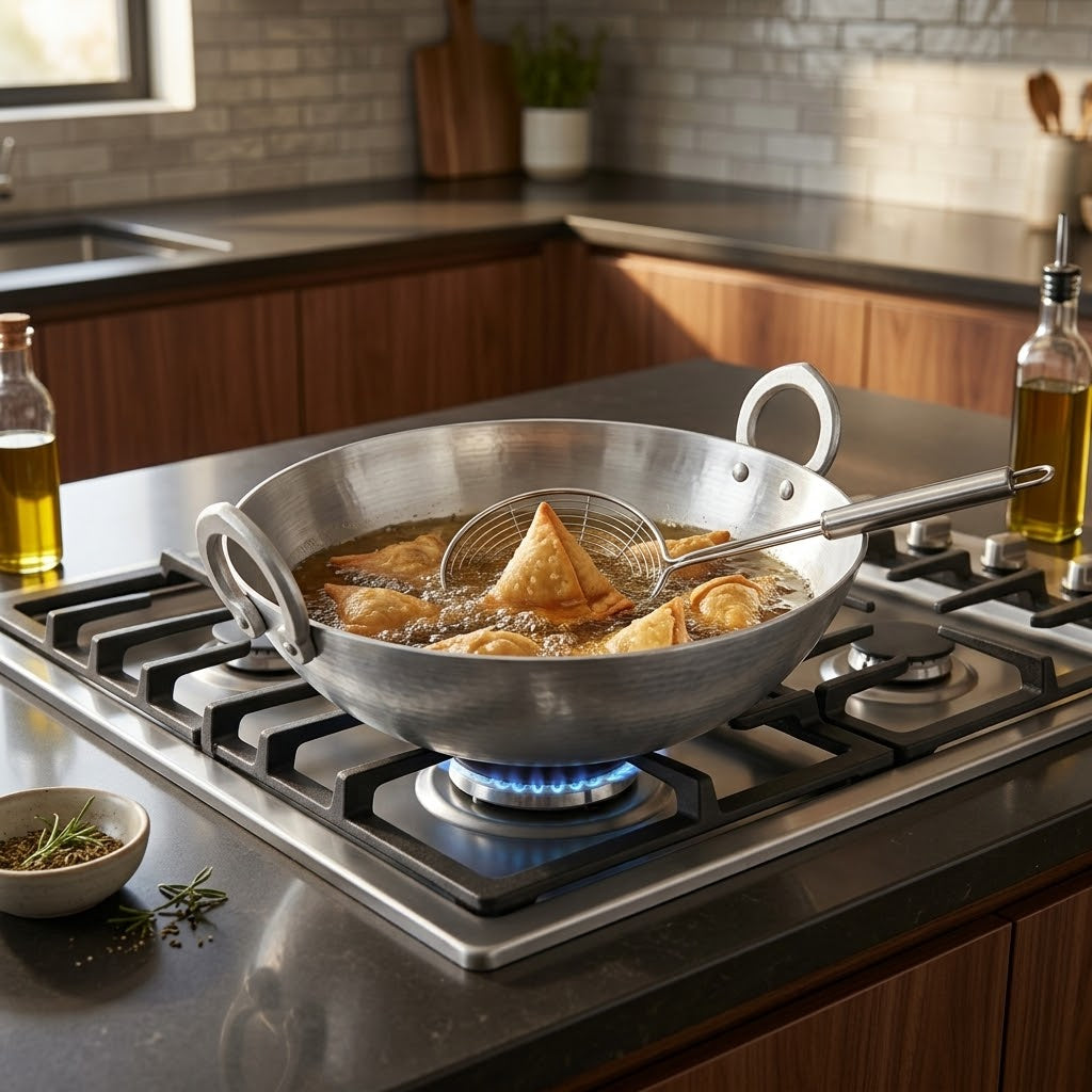 43cm Aluminium Deep Frying Wok Pan Gha