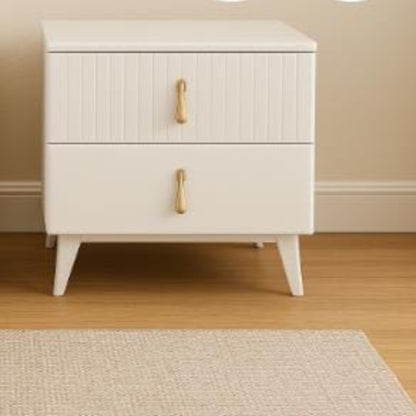 Two Drawer Fluted Bedside Table